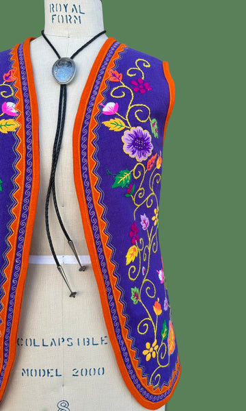 SAKS FIFTH AVENUE 1960s Vintage Wool Flower Vest • Small