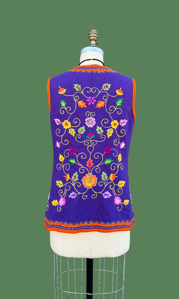 SAKS FIFTH AVENUE 1960s Vintage Wool Flower Vest • Small