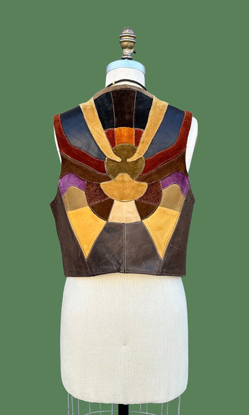 LEATHER SUNSET 1970s Vintage Vest • Medium
