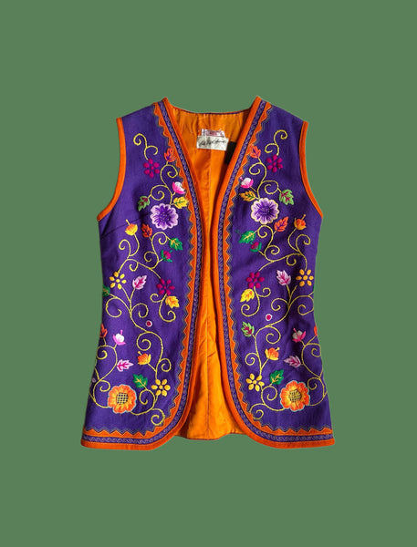 SAKS FIFTH AVENUE 1960s Vintage Wool Flower Vest • Small