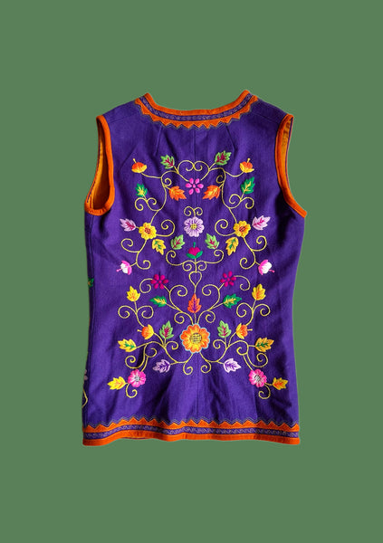 SAKS FIFTH AVENUE 1960s Vintage Wool Flower Vest • Small