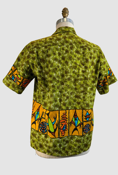 TROPICANA 60s Fish Print Tiki Shirt • Medium