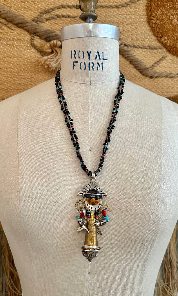 CORN MAIDEN KACHINA Hopi Doll Beaded Necklace • 66g