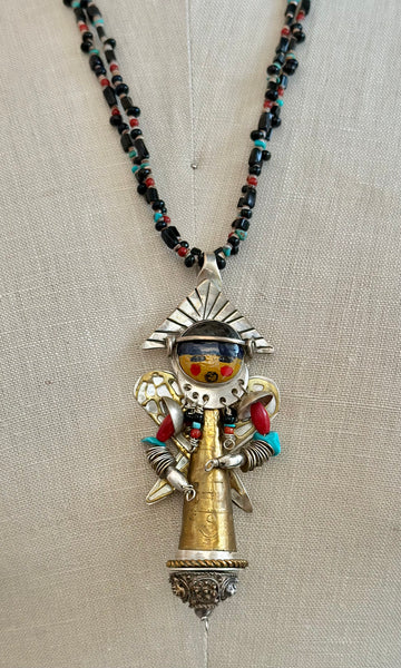 CORN MAIDEN KACHINA Hopi Doll Beaded Necklace • 66g