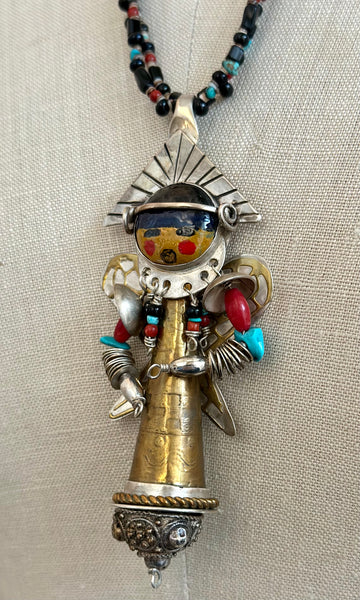 CORN MAIDEN KACHINA Hopi Doll Beaded Necklace • 66g