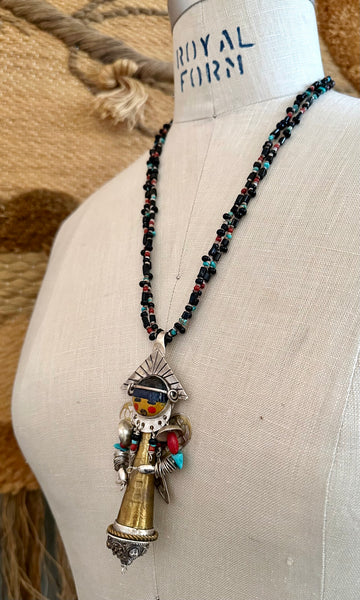 CORN MAIDEN KACHINA Hopi Doll Beaded Necklace • 66g