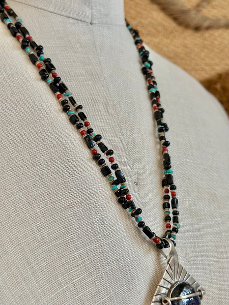 CORN MAIDEN KACHINA Hopi Doll Beaded Necklace • 66g