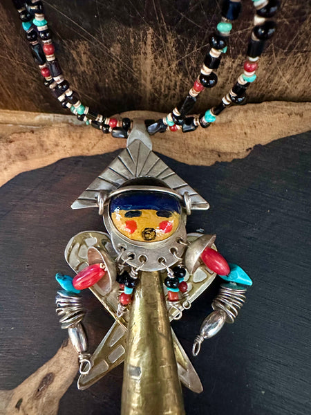 CORN MAIDEN KACHINA Hopi Doll Beaded Necklace • 66g