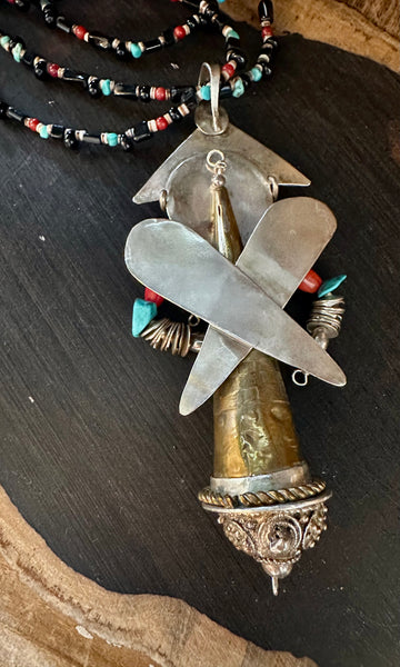 CORN MAIDEN KACHINA Hopi Doll Beaded Necklace • 66g