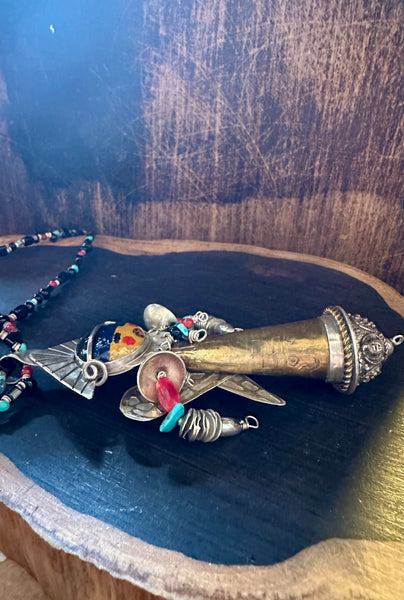 CORN MAIDEN KACHINA Hopi Doll Beaded Necklace • 66g