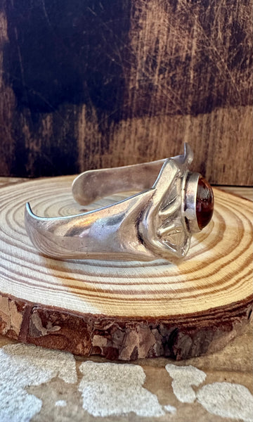 VINTAGE AMBER GLOW 80s Mexican Silver Cuff • 36g