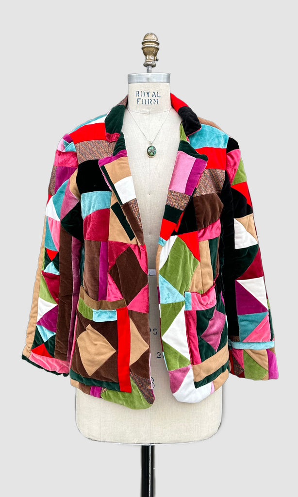 SUSAN GIBSON Santa Fe 70s Quilted Velvet Jacket • Sm. to Med.