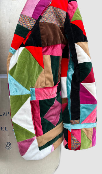 SUSAN GIBSON Santa Fe 70s Quilted Velvet Jacket • Sm. to Med.