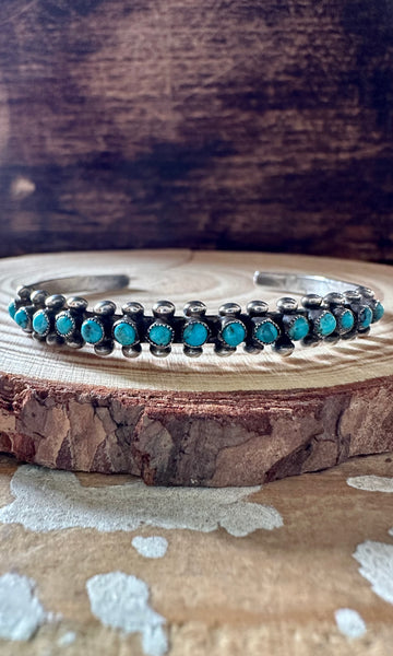 SNAKE EYE TURQUOISE Vintage 30s Silver Cuff