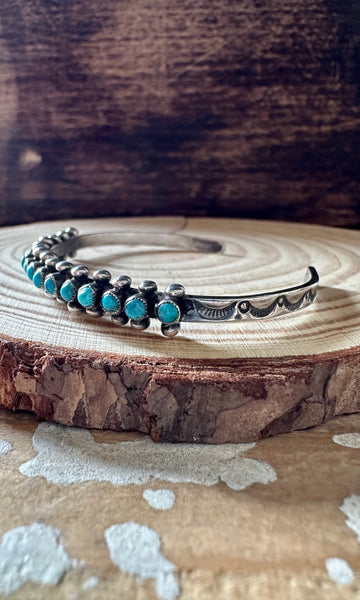 SNAKE EYE TURQUOISE Vintage 30s Silver Cuff