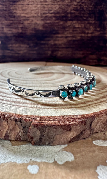 SNAKE EYE TURQUOISE Vintage 30s Silver Cuff