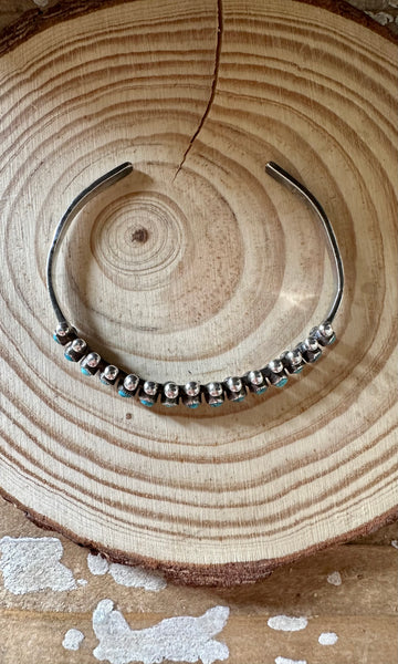 SNAKE EYE TURQUOISE Vintage 30s Silver Cuff
