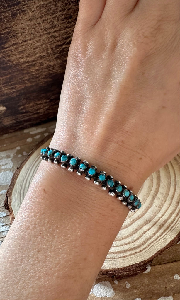SNAKE EYE TURQUOISE Vintage 30s Silver Cuff