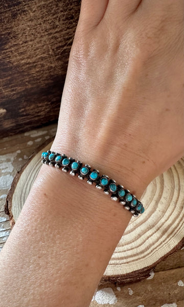 SNAKE EYE TURQUOISE Vintage 30s Silver Cuff