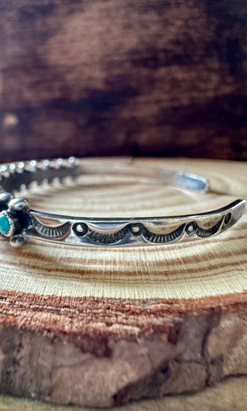 SNAKE EYE TURQUOISE Vintage 30s Silver Cuff