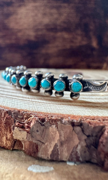 SNAKE EYE TURQUOISE Vintage 30s Silver Cuff