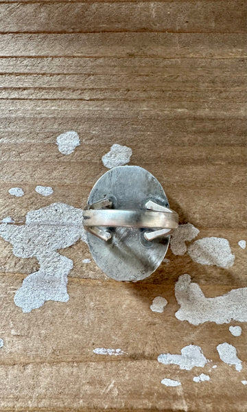 SCOTT SKEETS Navajo Bumblebee Jasper and Sterling Silver Ring • Size 7