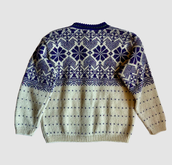 VINTAGE REI ALPS Snowflake Wool 70s/80s Knit Sweater • Youth Lg./Womens Sm.