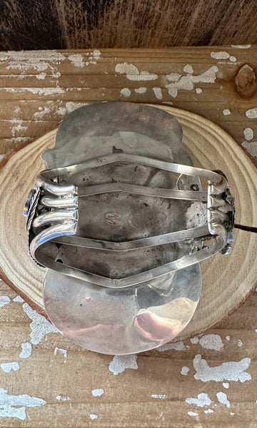 TWO FEATHERS Sandy Sangster Navajo Silver and Turquoise Cuff • 250g