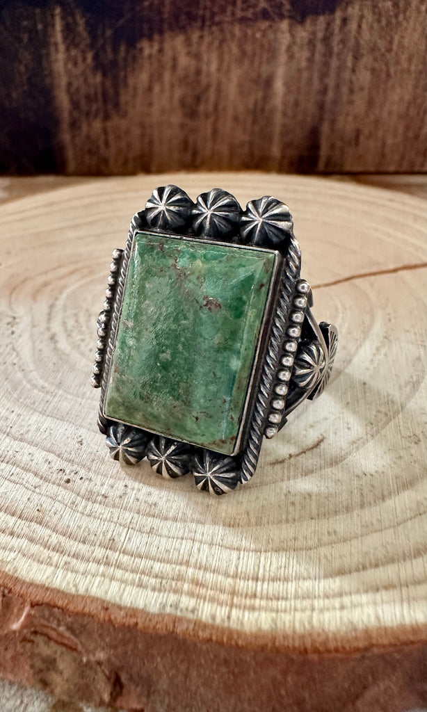 M&R CALLADITTE NAVAJO Green Turquoise Sterling Ring • 13