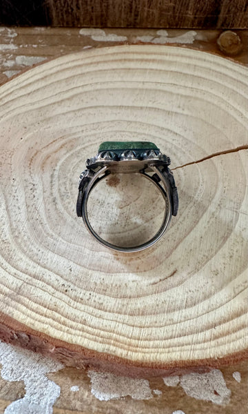 M&R CALLADITTE NAVAJO Green Turquoise Sterling Ring • 13