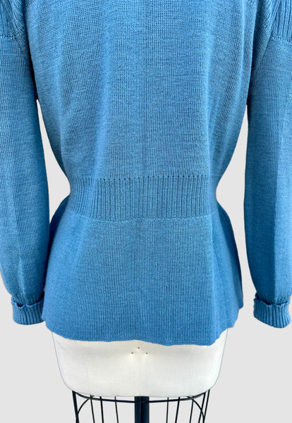 DONNA DEAN 1940s Pure Wool Ribbed Knit Cardigan • Med. to Lg.