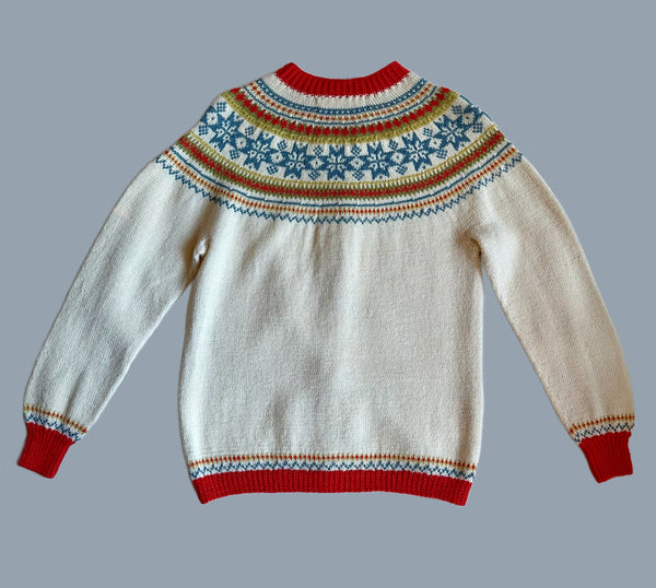 VINTAGE HANDKNITTED NORWEGIAN Wool 60s/70s Cardigan Sweater • Medium