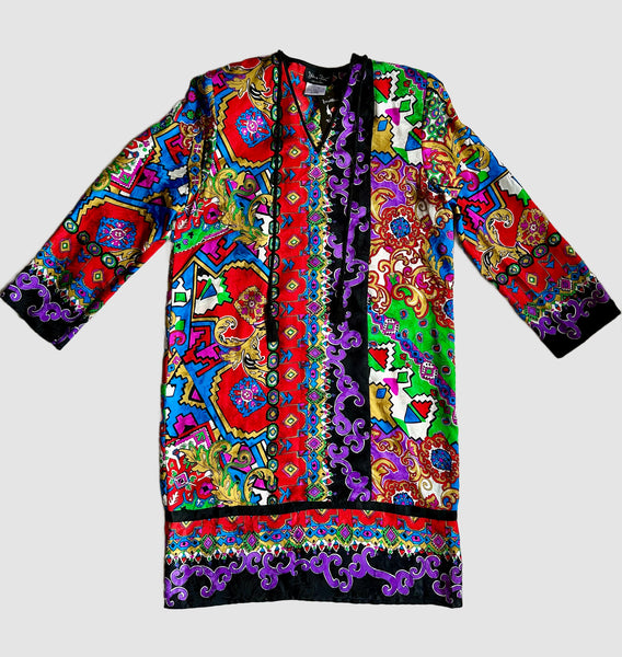 DIANE FRIES 80s/90s Vintage Silk Dress • Medium