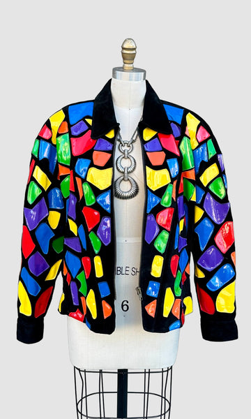 CEDARS STAIN GLASS Vintage 80s/90s Leather Jacket • Sm. to Med.
