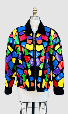 CEDARS STAIN GLASS Vintage 80s/90s Leather Jacket • Sm. to Med.