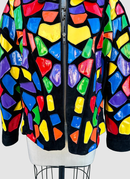 CEDARS STAIN GLASS Vintage 80s/90s Leather Jacket • Sm. to Med.