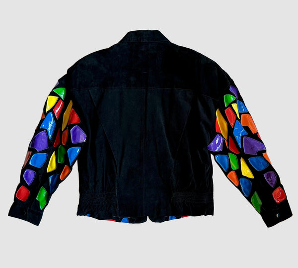 CEDARS STAIN GLASS Vintage 80s/90s Leather Jacket • Sm. to Med.