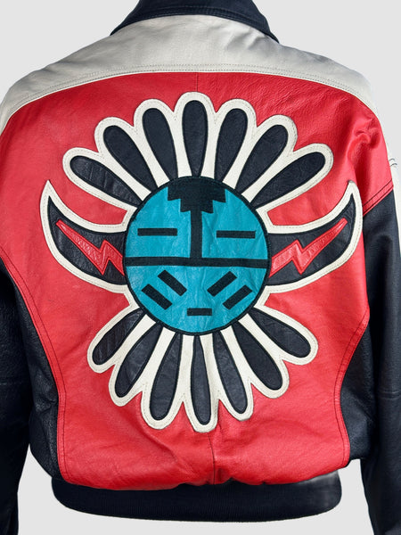 MICHAEL HOBAN WHEREMI 90s Southwestern Leather Jacket • Mens Size Large