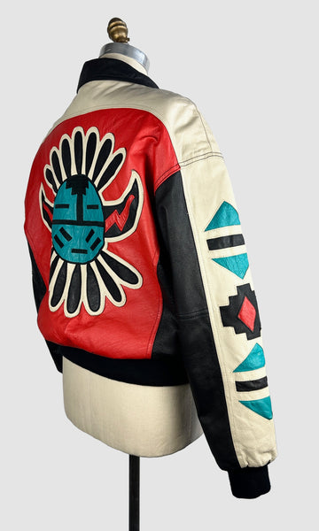MICHAEL HOBAN WHEREMI 90s Southwestern Leather Jacket • Mens Size Large