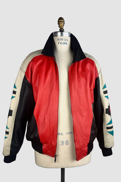 MICHAEL HOBAN WHEREMI 90s Southwestern Leather Jacket • Mens Size Large