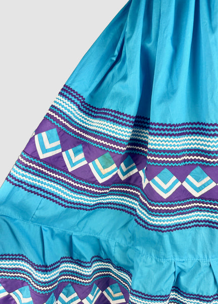 SEMINOLE NATIVE AMERICAN 80s Handmade Patchwork Skirt • Medium