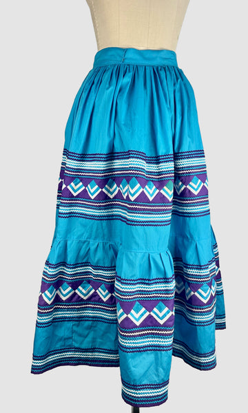 SEMINOLE NATIVE AMERICAN 80s Handmade Patchwork Skirt • Medium