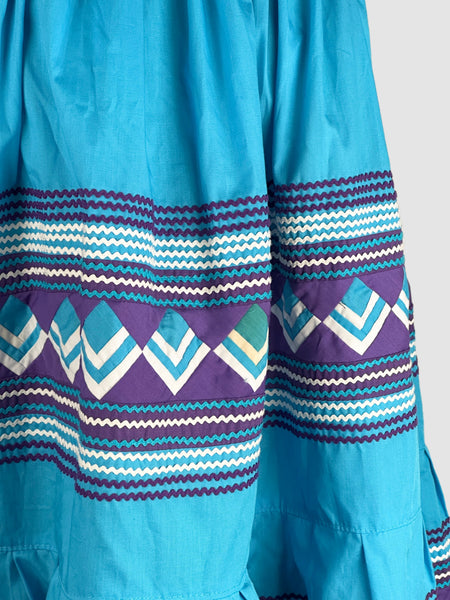 SEMINOLE NATIVE AMERICAN 80s Handmade Patchwork Skirt • Medium