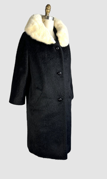 LILLI ANN 50s Mohair Coat with Mink Fur Collar • Small Medium