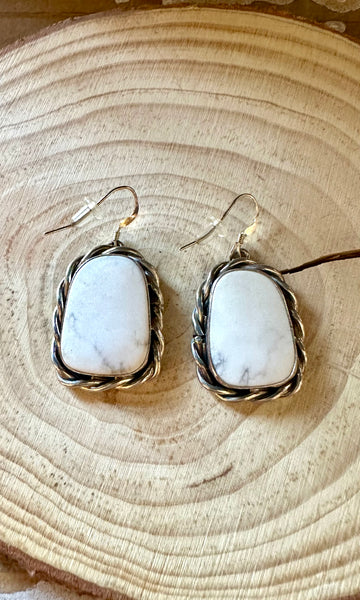WHITE BUFFALO Turquoise Sterling Silver Earrings