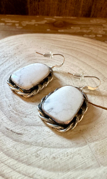 WHITE BUFFALO Turquoise Sterling Silver Earrings