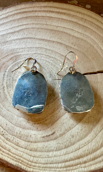 WHITE BUFFALO Turquoise Sterling Silver Earrings