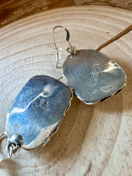 WHITE BUFFALO Turquoise Sterling Silver Earrings