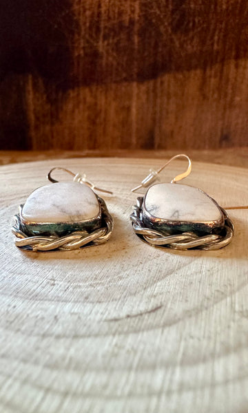 WHITE BUFFALO Turquoise Sterling Silver Earrings