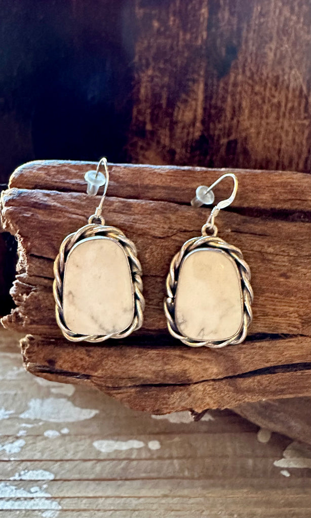WHITE BUFFALO Turquoise Sterling Silver Earrings